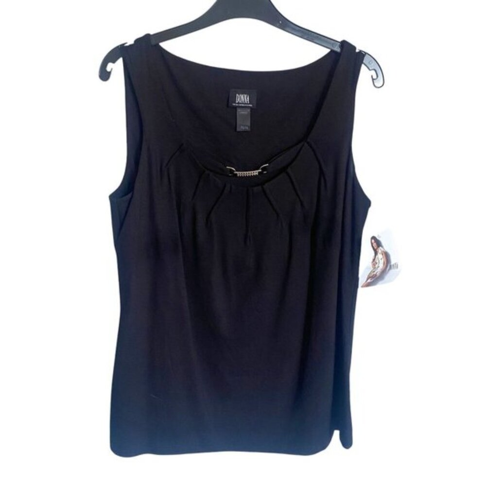 Donna Fashions Black Classic Sleeveless Tank Top with Accents Size XL